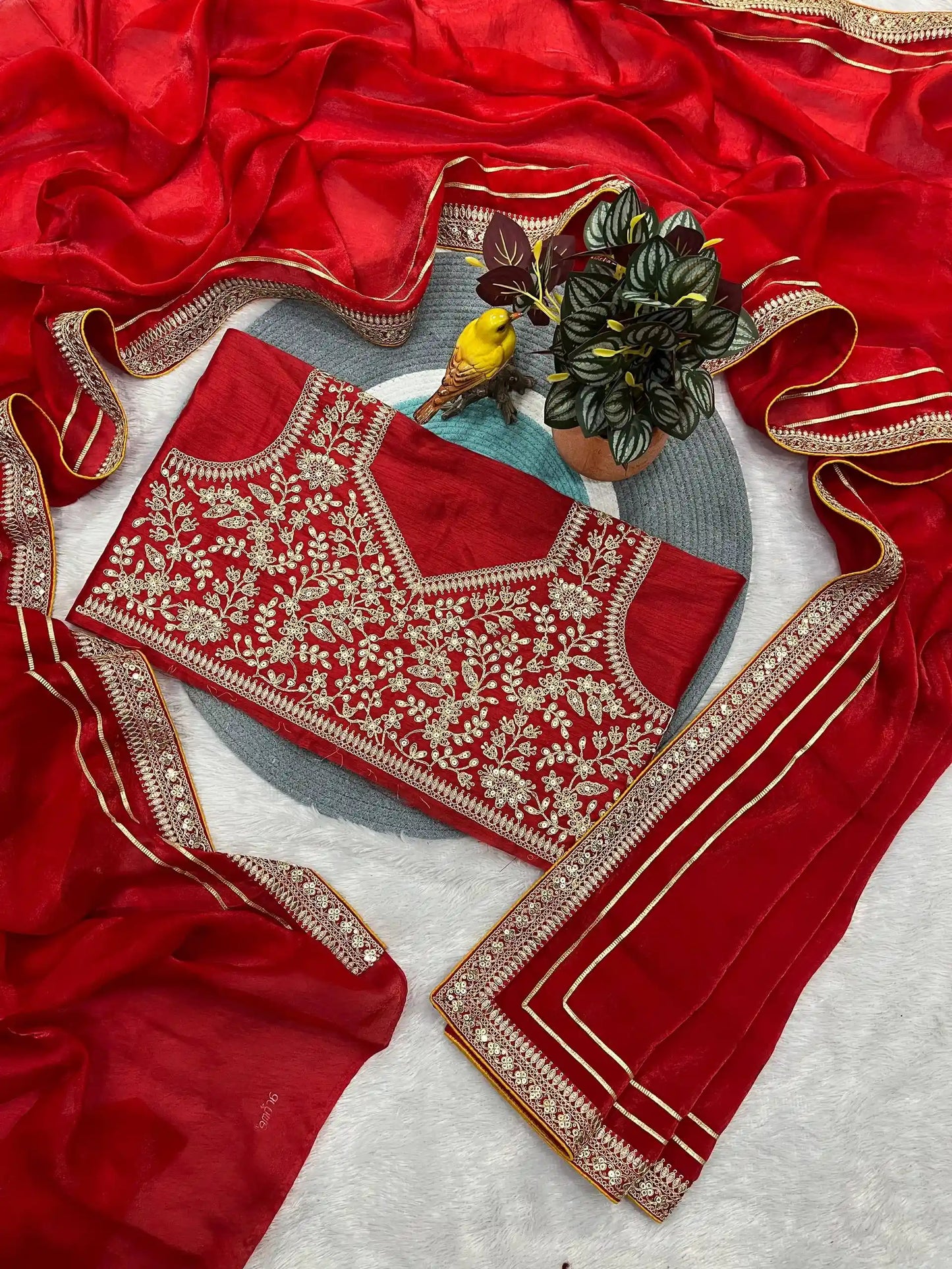 Kajal Agarwal Pure Fancy Satin Silk Saree with Heavy Jari Dori & Sequins Work