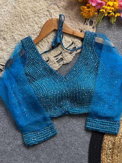 Handcrafted Pearl Work all over Blouse