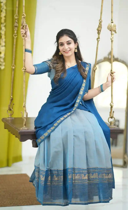 South Style Kanjivaram Silk Lehenga with Zari Weaving | Traditional Bridal & Festive Wear