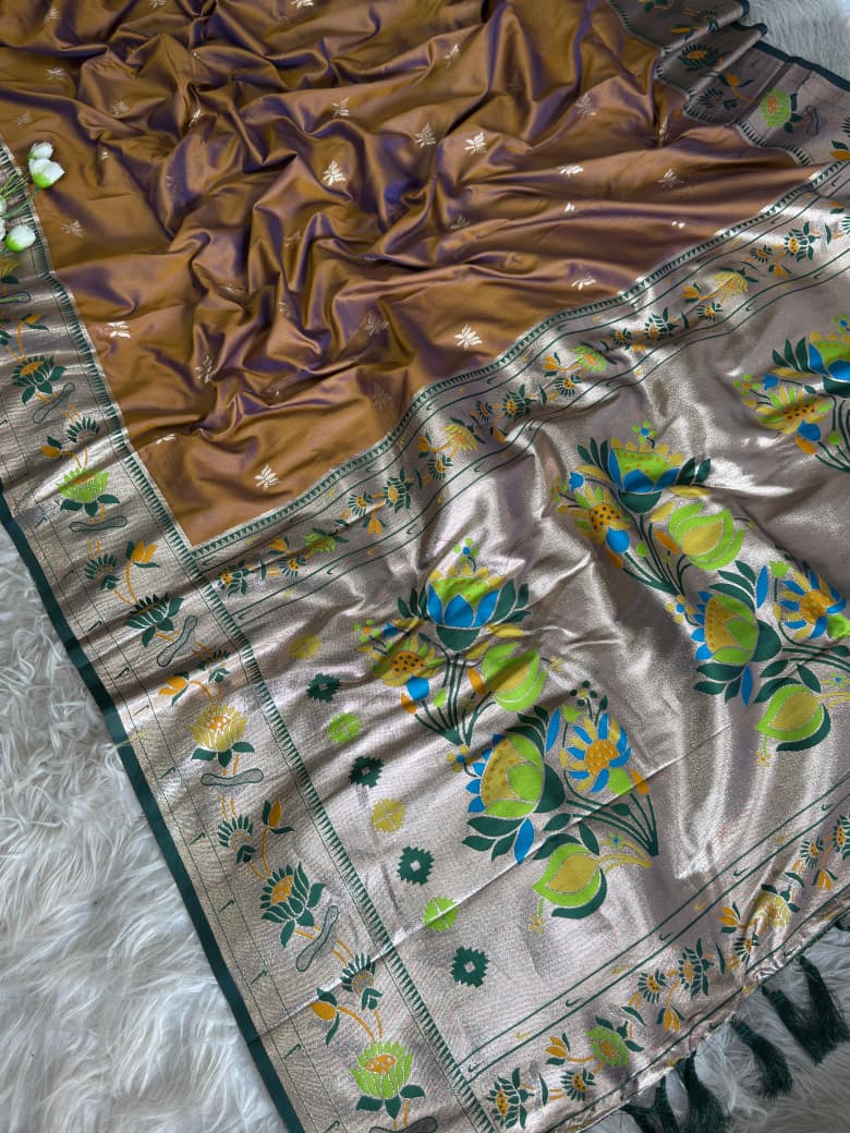 Meena Zari Lotus Pallu Paithni Saree