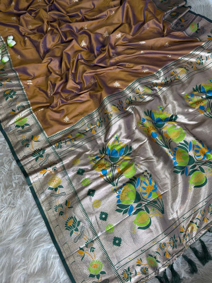 Meena Zari Lotus Pallu Paithni Saree