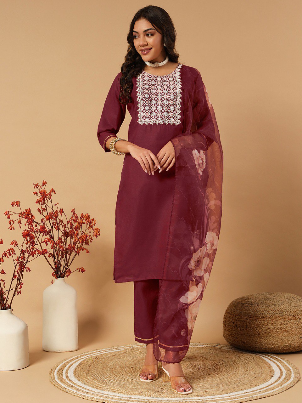 Fully Stitched Ethnic Set with Dupatta