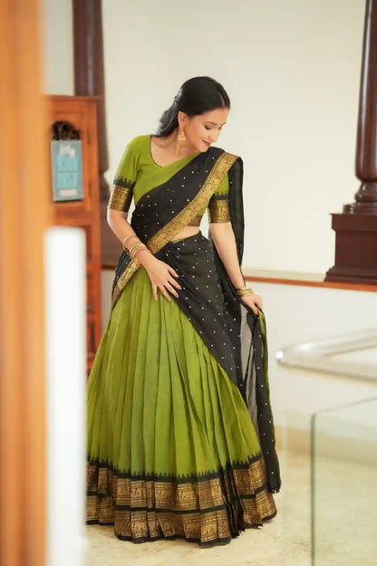 South Style Kanjivaram Silk Lehenga with Zari Weaving | Traditional Bridal & Festive Wear
