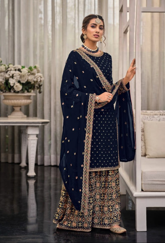 Unstitched Georgette with Embroidery Work and Sequence Work Suits