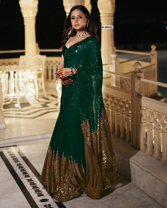 Sargun Mehta Saree of Heavy Quality 60 Gram Georgette