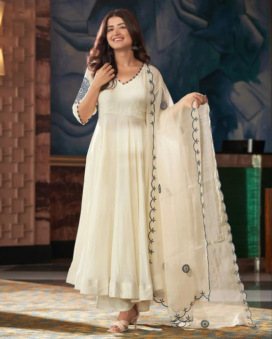 Bollywood Inspired White Anarkali by Rasha Tandani