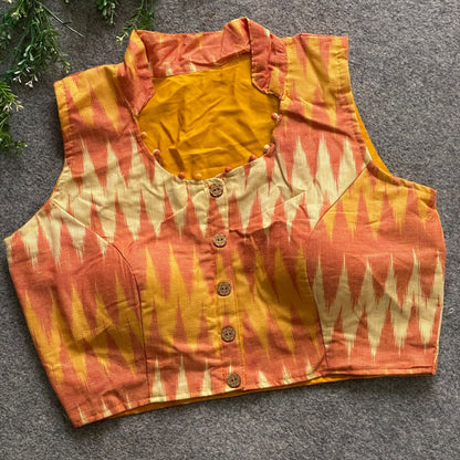 Ikkat Cotton Sleeveless Blouse