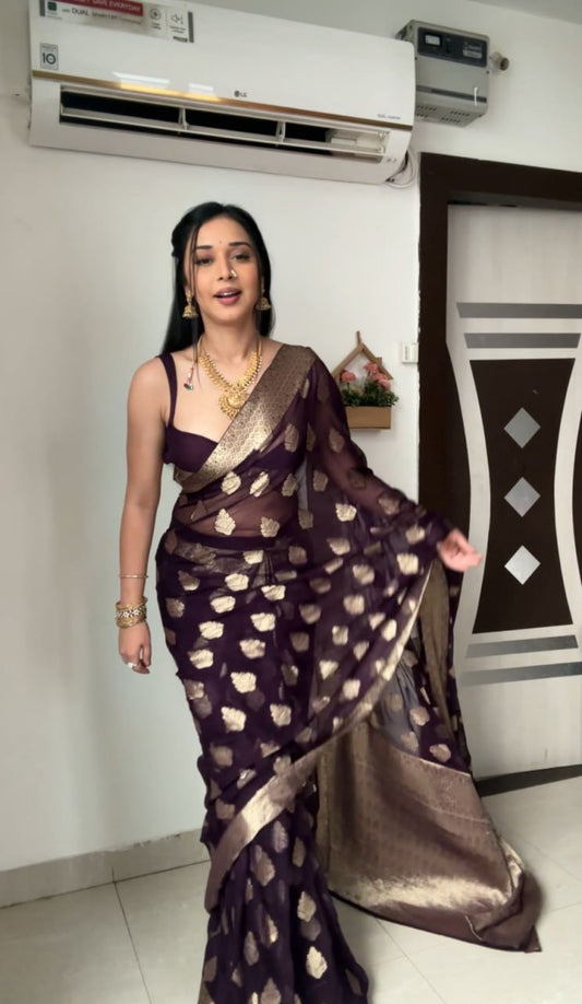 Soft Lichi Silk Ready To Wear Saree
