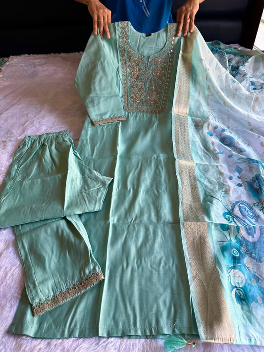 Beautiful Embroidery &amp; Sequence Work Suit