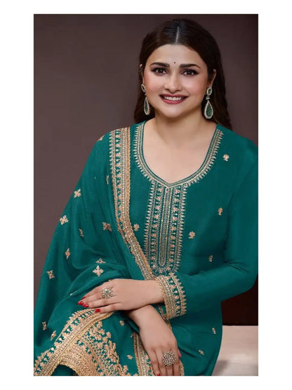 Multicolor Embroidery Work Suit With Plazo