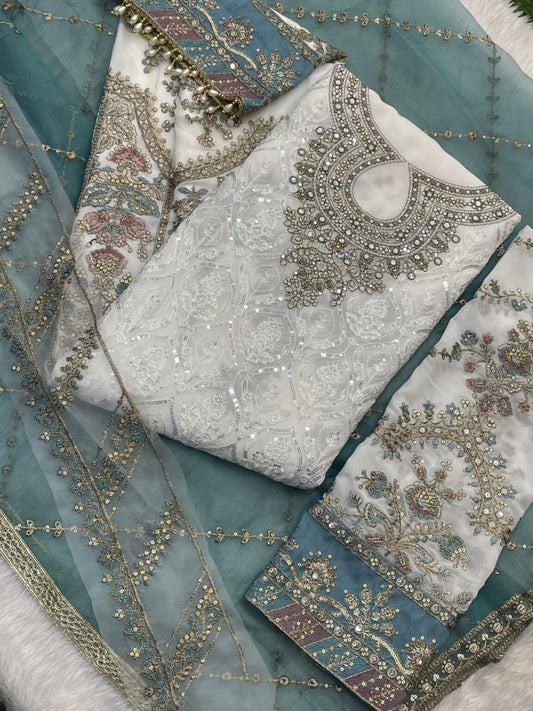 Fox Georgette With Embroidery Sequence Work With Latkan Suit