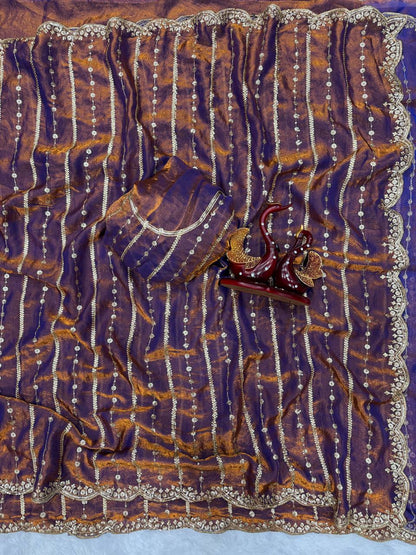 Embroidery Soft Space Silk Saree (M1001)