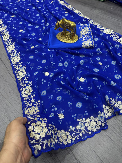 Georgette with Jodhpur Bandhani Saree