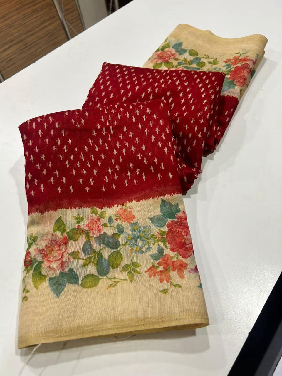 LINEN DIGITAL PRINT SAREE