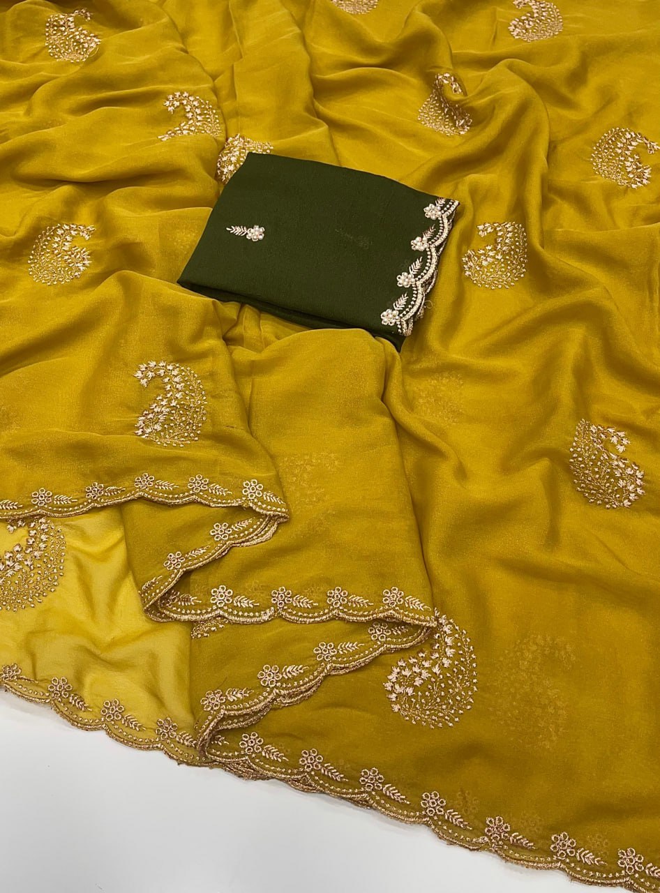 Star Georgette Embroidery Saree