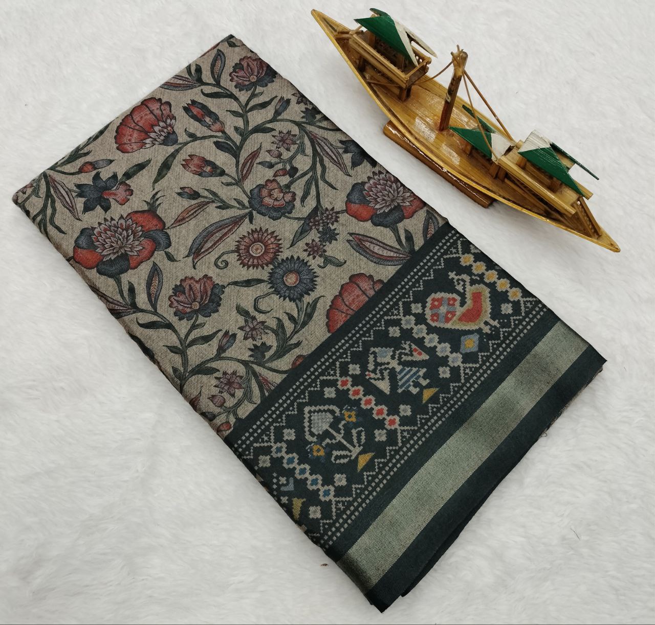 Soft Art Silk with Beautiful Flower Design Saree