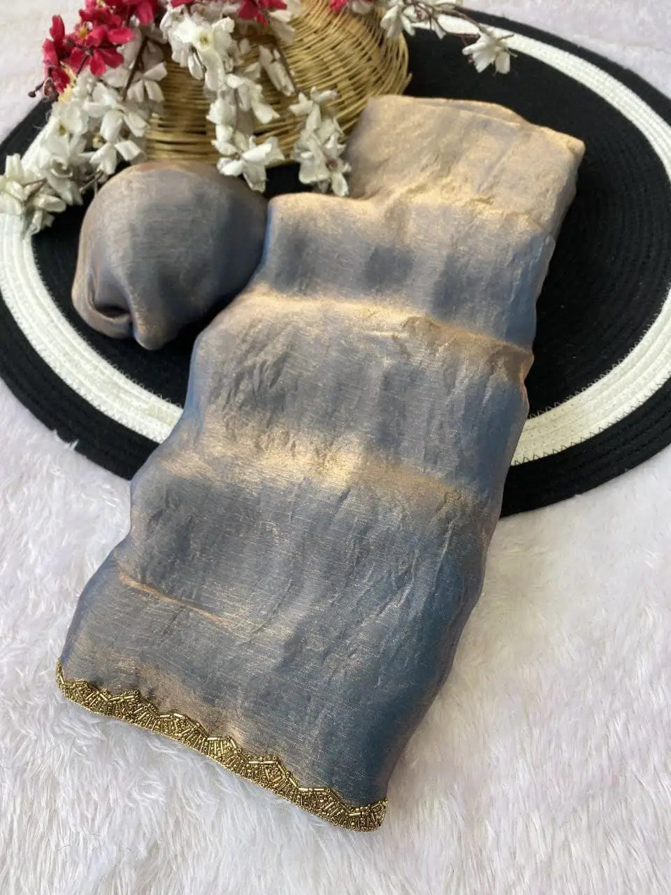 Golden Mustard Space Sillk  Saree