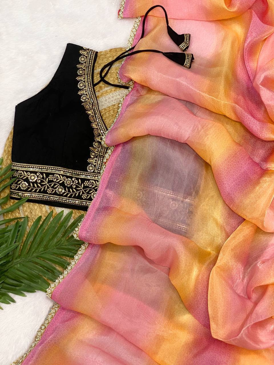 Vichitra Silk Saree with Fancy Valmoti Lace Border