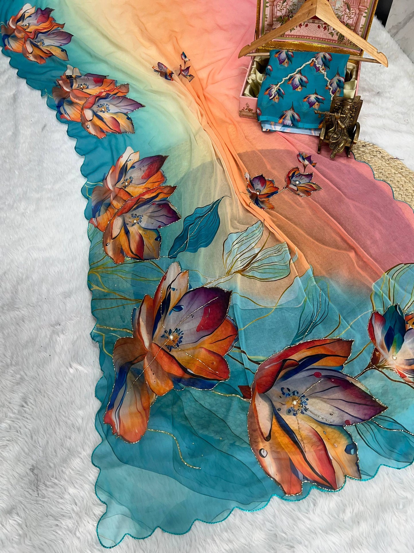 Handcrafted digital prints Saree