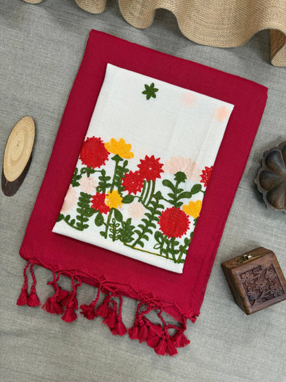 Pure Handloom Khadi Cotton With Unstitched Blouse
