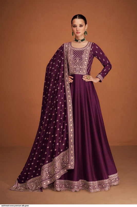 Semi Stitched Ashirwad eavy Vichitra with Siqwans and Embroidery Work