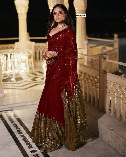 Sargun Mehta Saree of Heavy Quality 60 Gram Georgette