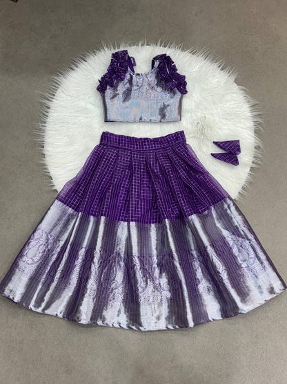 Kids Organza Zari Lehenga Choli