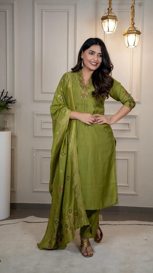 Roman Silk Suit With Hand Work
