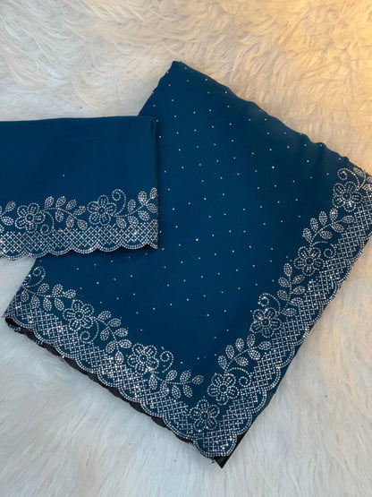 GEORGETTE FABRIC WITH STON WORK SAREE