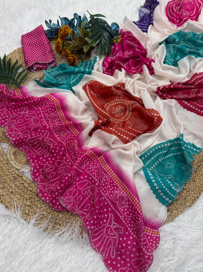 Chinnon Silk Bnadhani Saree