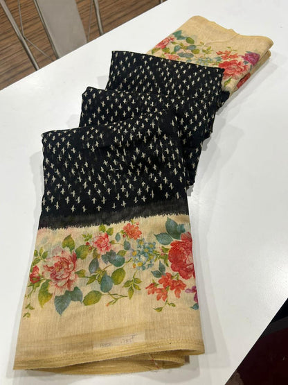 LINEN DIGITAL PRINT SAREE