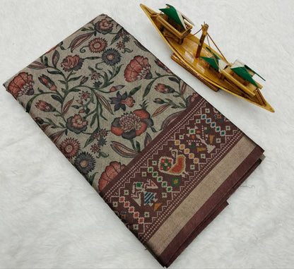 Soft Art Silk with Beautiful Flower Design Saree