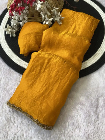 Golden Mustard Space Sillk  Saree