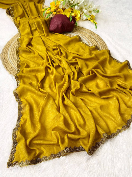 Golden Simmer Emboss Saree