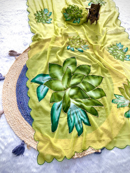 Soft Pure Georgette Handwork Saree