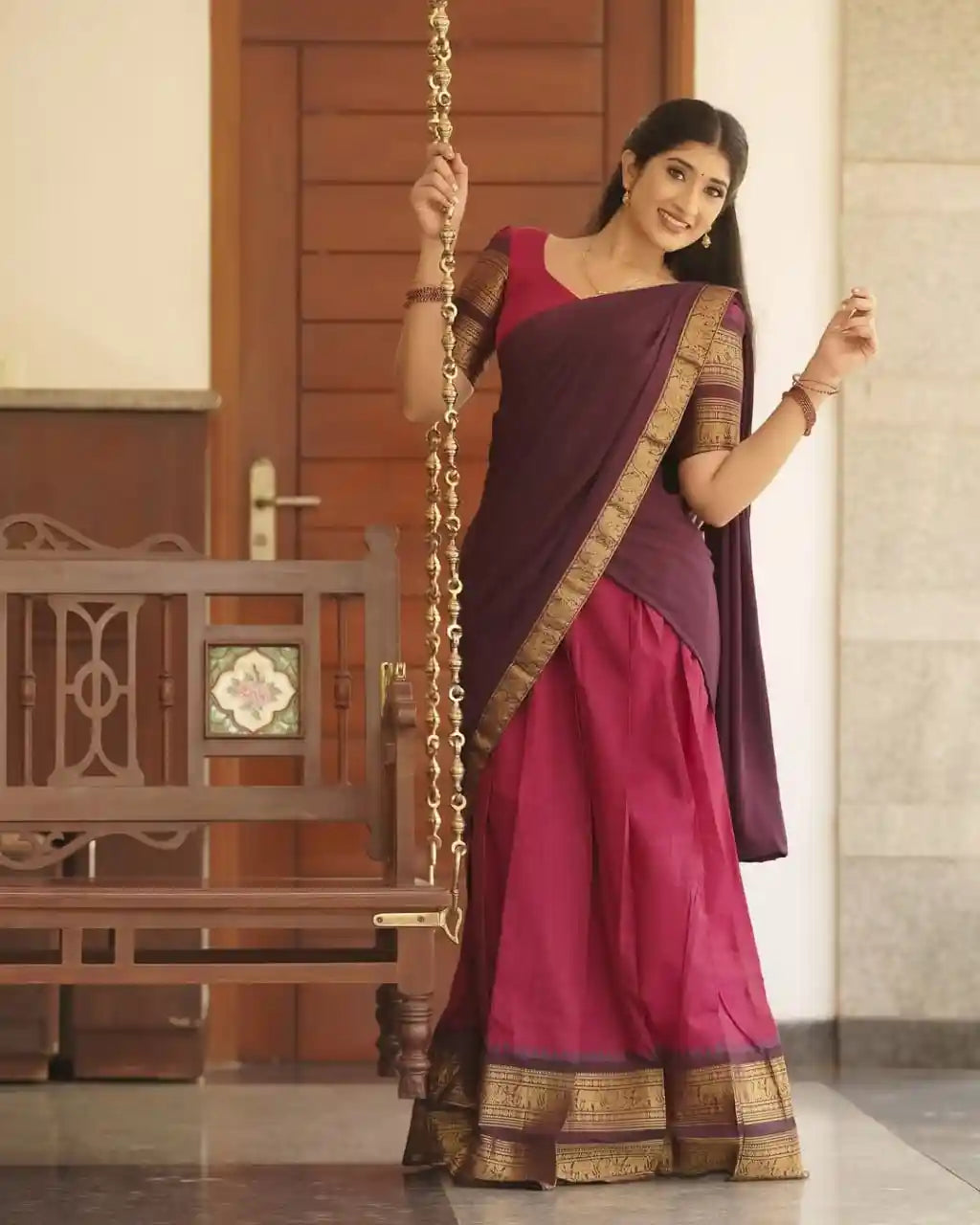 South Style Kanjivaram Silk Lehenga with Zari Weaving | Traditional Bridal & Festive Wear