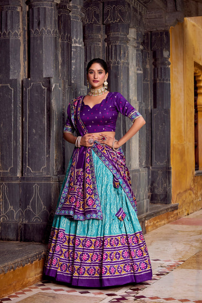 SKY BLUE IKKAT PRINT LEHENGA PREORDER SPECIAL