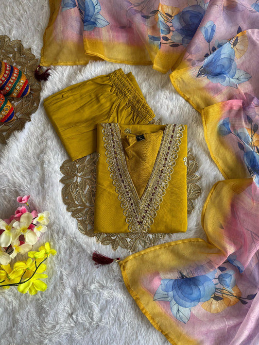 Fully Stitched Ethnic Set with Dupatta