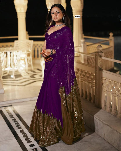 Sargun Mehta Saree of Heavy Quality 60 Gram Georgette
