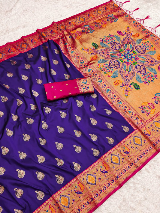 Exquisite Gold Zari Weaving  Paithani Silk