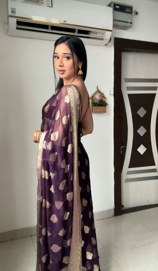 Soft Lichi Silk Ready To Wear Saree