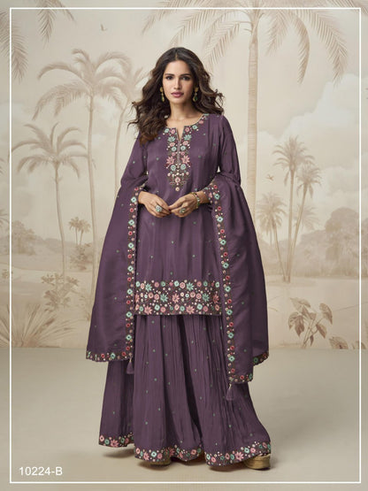 Roman Simar with Embroidery Multi &amp; Zarkhan Work  Suit