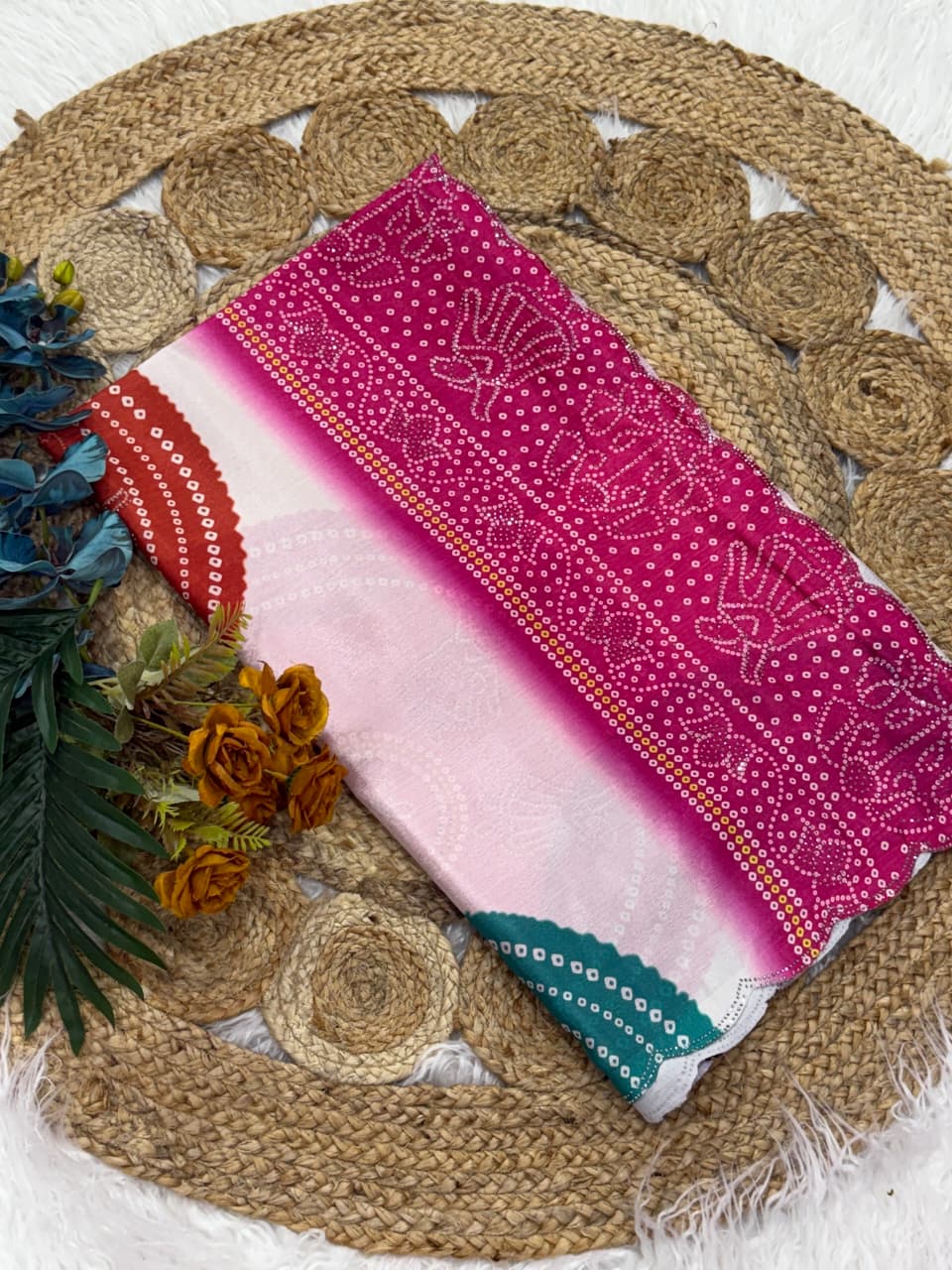 Chinnon Silk Bnadhani Saree