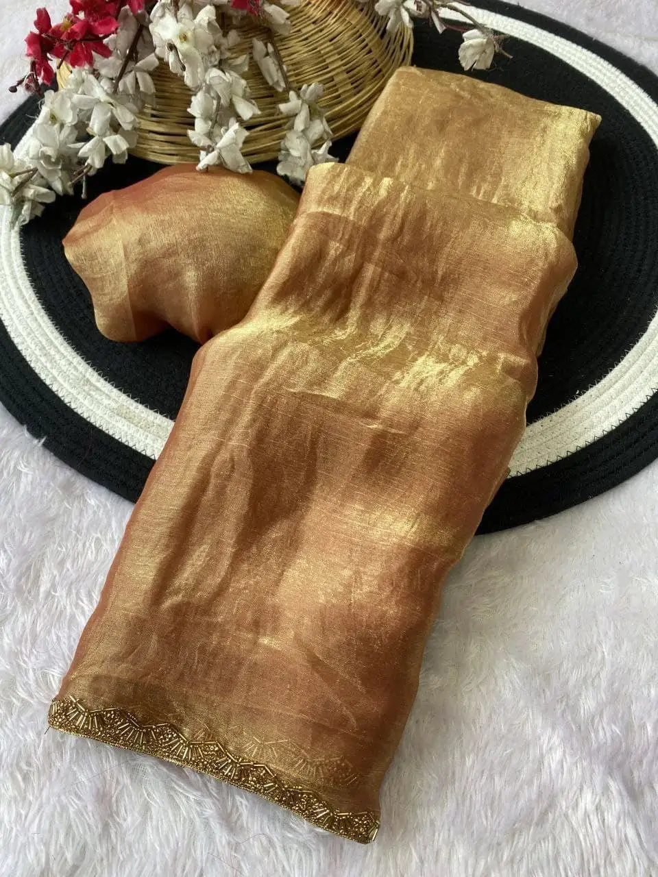 Golden Mustard Space Sillk  Saree