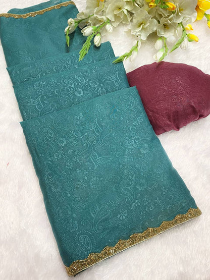 Golden Simmer Emboss Saree
