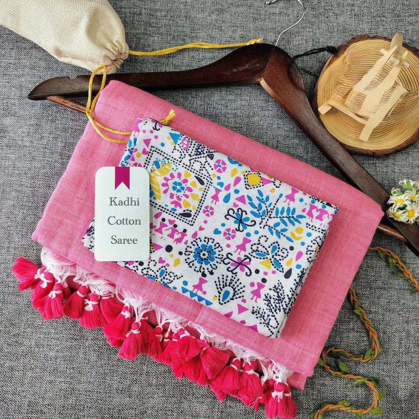 Handloom Khadi Cotton Saree with Magic Cotton Blouse | Lightweight Daily Wear CF-195