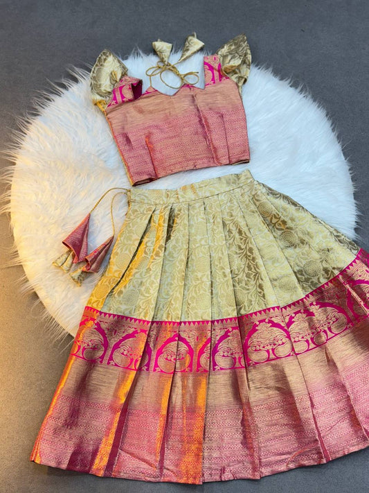 Designer Jacquard Weaving Kids Lehenga Choli