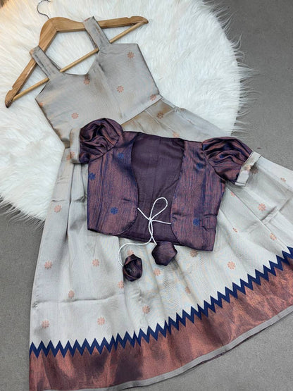 Kids Koti Gown with Jacquard Weaving & Embroidery