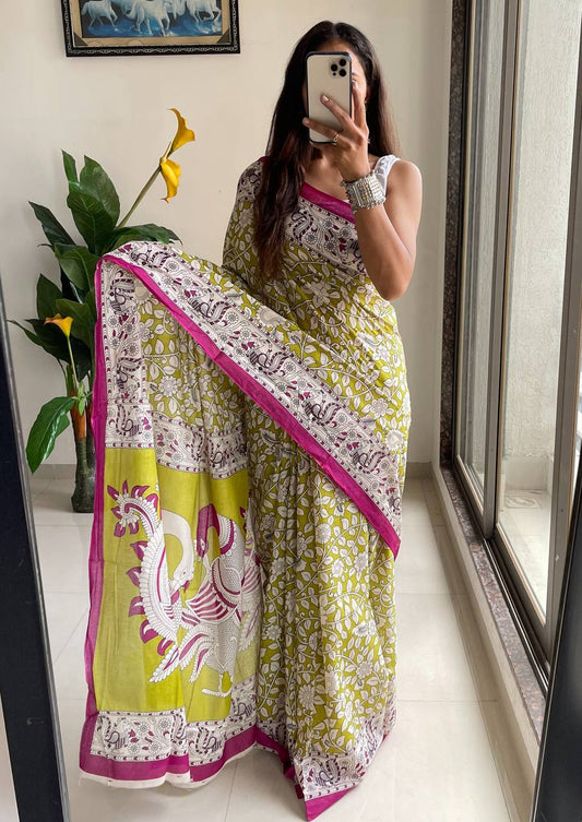 Kalamkari Print Mul Cotton Saree Collection