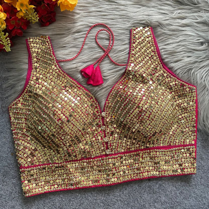 Phantom Mirror + Heavy Stone Handwork with Real Bottom Blouse